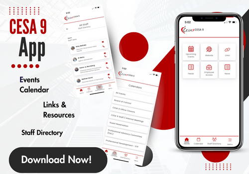 Decorative graphic of app views